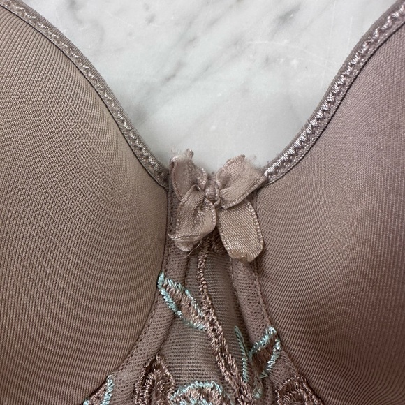 Simone Perele Andora 3D Spacer Molded Bra 34B Grey Taupe with Blue Embroidery - Picture 5 of 11